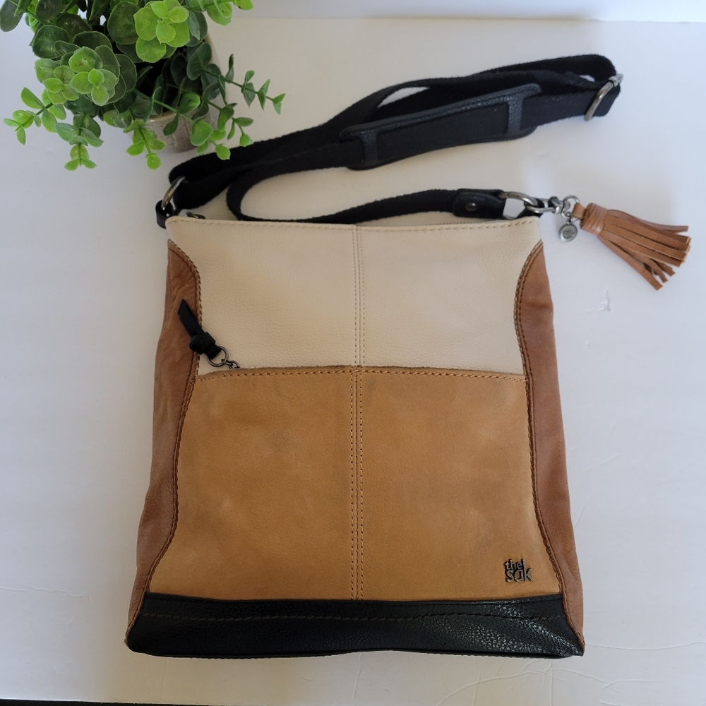The Sak Genuine Leather Colorblock Crossbody Purse